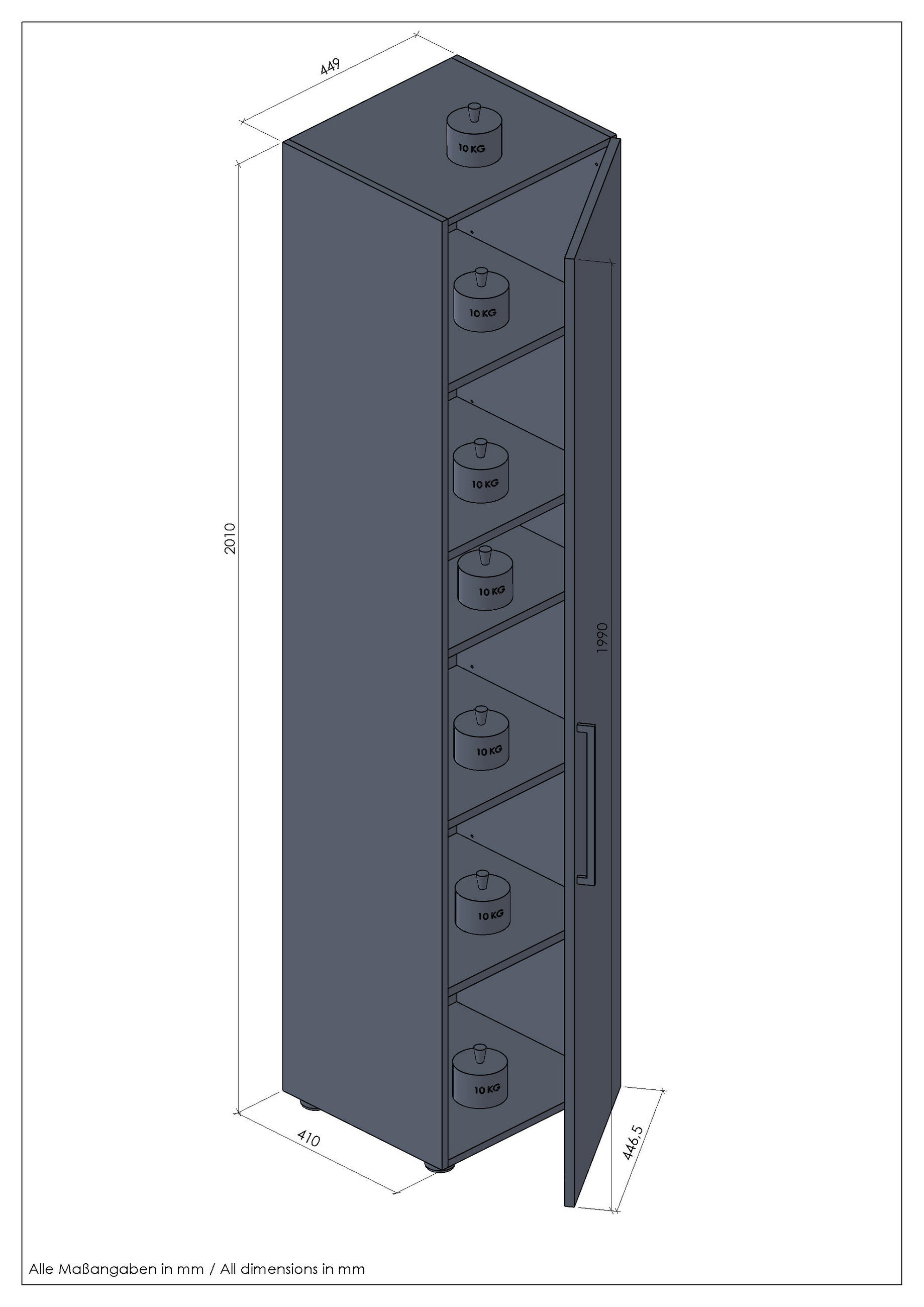 AKTENSCHRANK Grau  - Grau, MODERN, Holzwerkstoff (44,9/201/42,9cm) - Novel