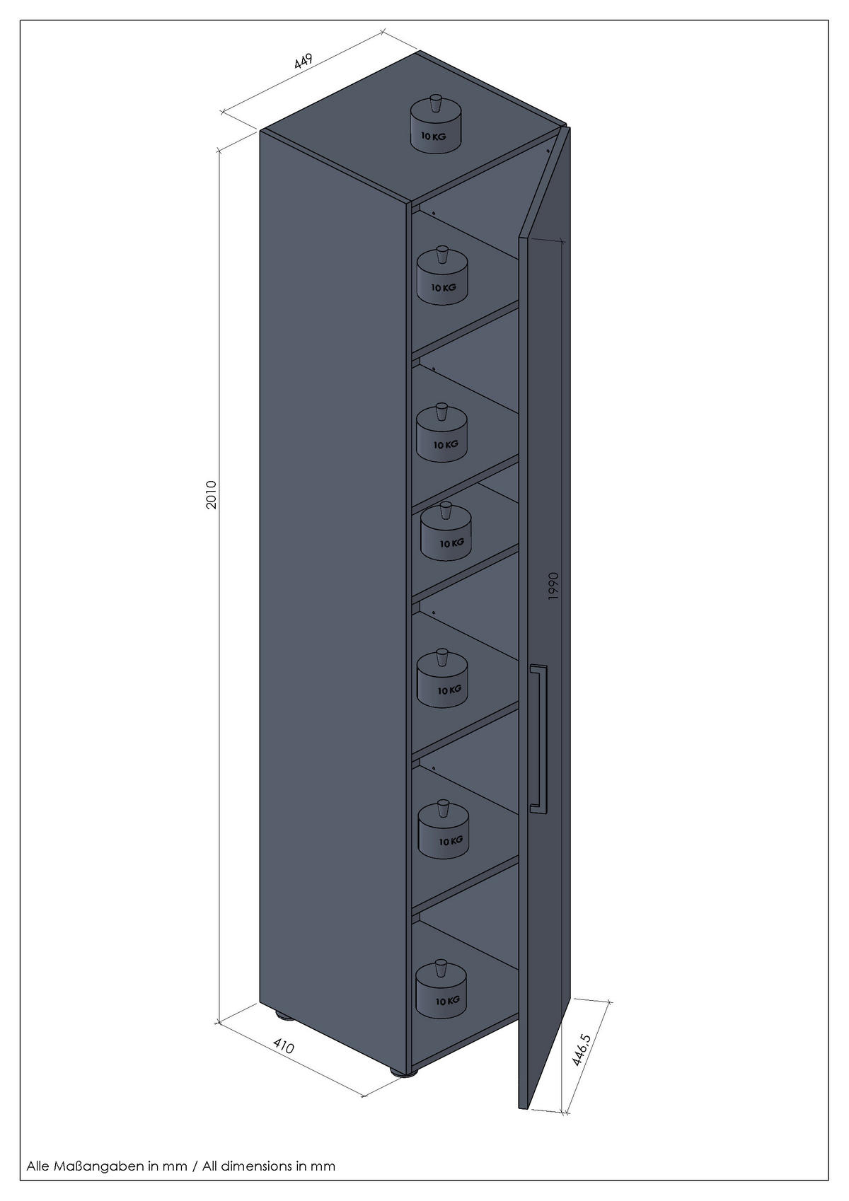 AKTENSCHRANK Weiß  - Weiß, MODERN, Holzwerkstoff (44,9/201/42,9cm) - Novel