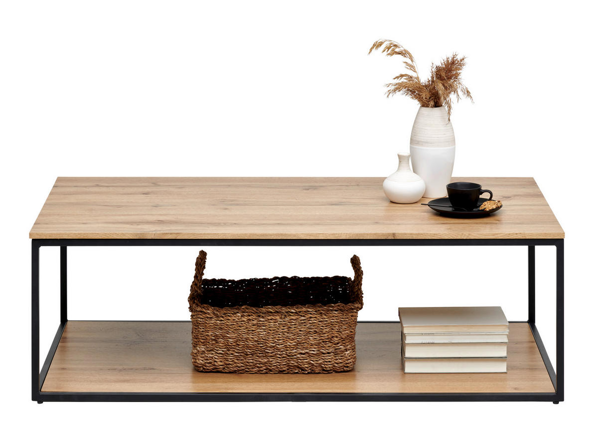 KONFERENČNÝ STOLÍK, farba duba, čierna, kompozitné drevo, kov, 110/60/35 cm - čierna/farba duba, Design, kov/kompozitné drevo (110/60/35cm) - Ti'me