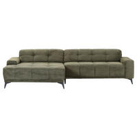 ECKSOFA in Cord Dunkelgrün  165/295 cm  - Dunkelgrün/Schwarz, KONVENTIONELL, Textil/Metall (165/295cm) - Carryhome