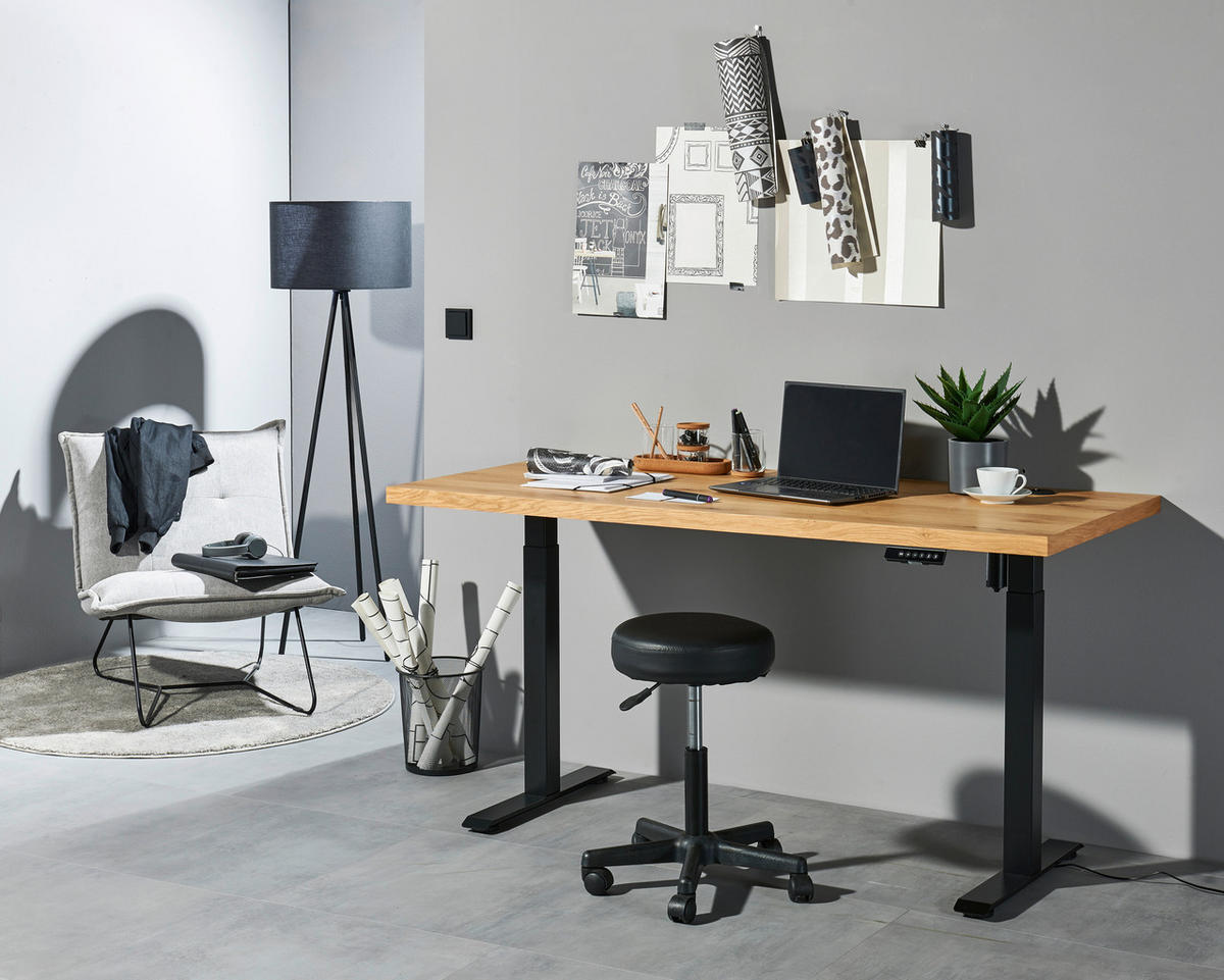 SCHREIBTISCH  in  - Schwarz, Modern, Holzwerkstoff/Metall (160/72-120/77cm) - MID.YOU