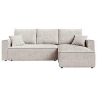 ECKSOFA Naturfarben Cord Zierkissen, Rückenkissen, Bettkasten, Schlaffunktion, Rücken echt, Liegefläche im Originalstoff  - Schwarz/Naturfarben, KONVENTIONELL, Kunststoff/Textil (232/143cm) - Carryhome