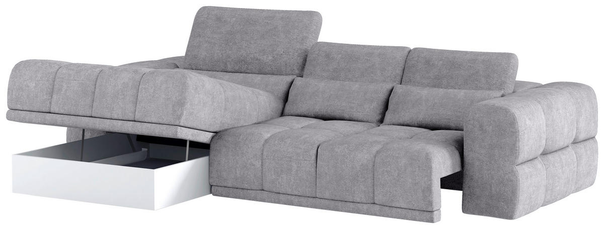 HÖRNSOFFA i chenille grå  - svart/grå, Klassisk, textil/plast (203/290cm) - MID.YOU