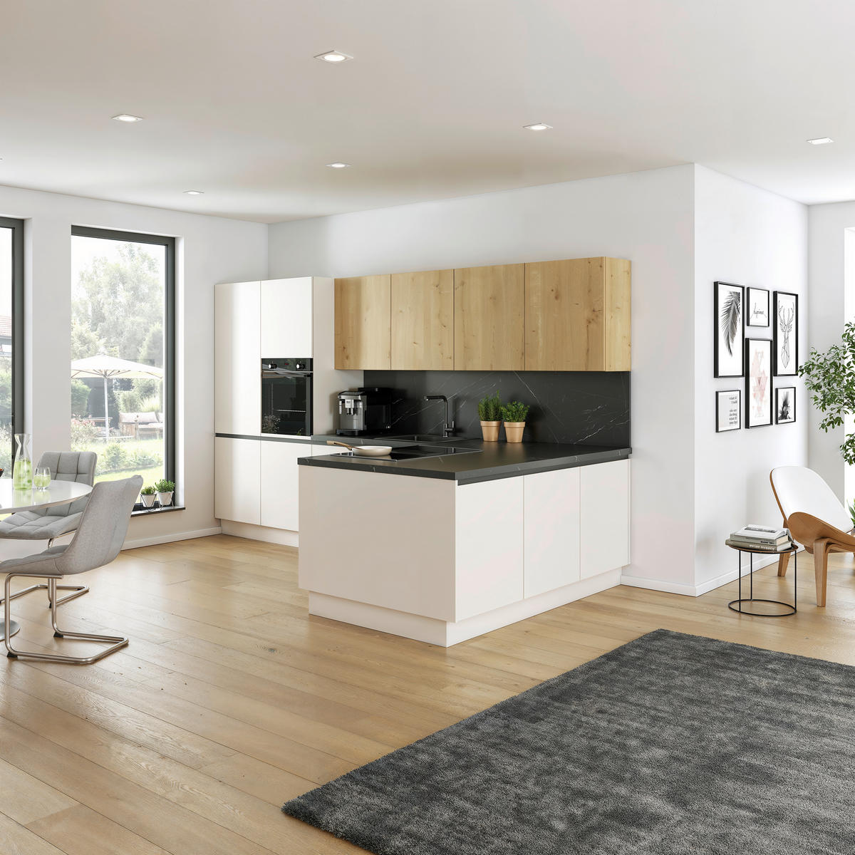 EINBAUKÜCHE   - Weiß, Design, Holzwerkstoff - EWE