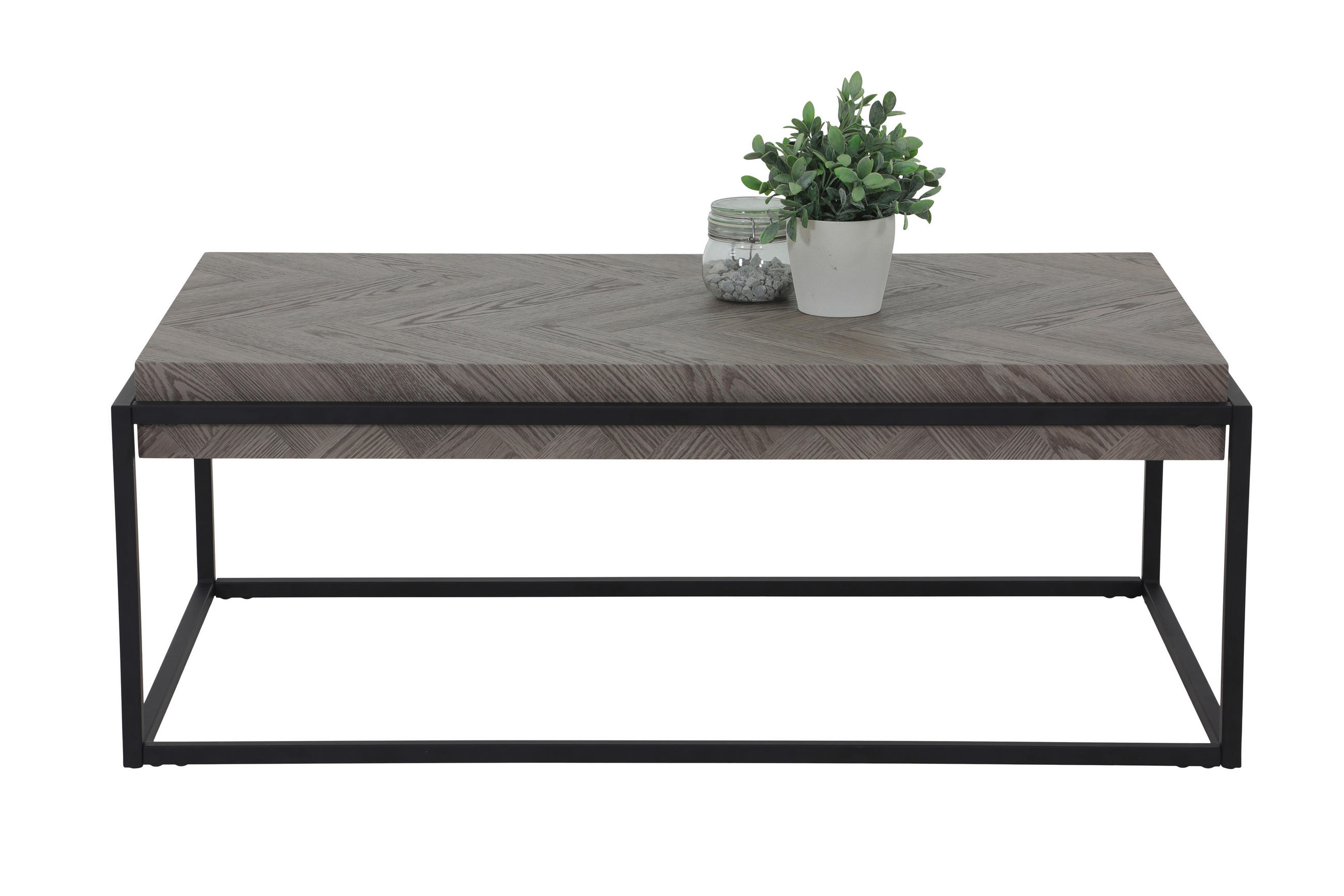 COUCHTISCH 114/64/42 cm rechteckig Hellgrau  - Hellgrau/Schwarz, Design, Holzwerkstoff/Metall (114/64/42cm) - Livetastic