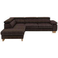 ECKSOFA in Mikrofaser Dunkelbraun  - Eichefarben/Dunkelbraun, Natur, Holz/Textil (226/273cm) - Beldomo System