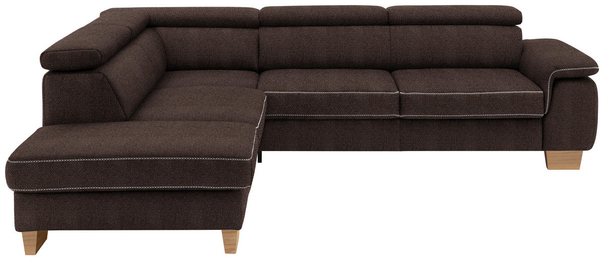 ECKSOFA in Mikrofaser Dunkelbraun  - Eichefarben/Dunkelbraun, Natur, Holz/Textil (226/273cm) - Beldomo System
