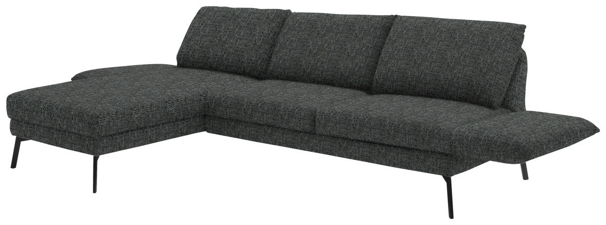 ECKSOFA in Flachgewebe Anthrazit  175/277 cm  - Anthrazit/Schwarz, Design, Textil/Metall (175/277cm) - Schöner Wohnen