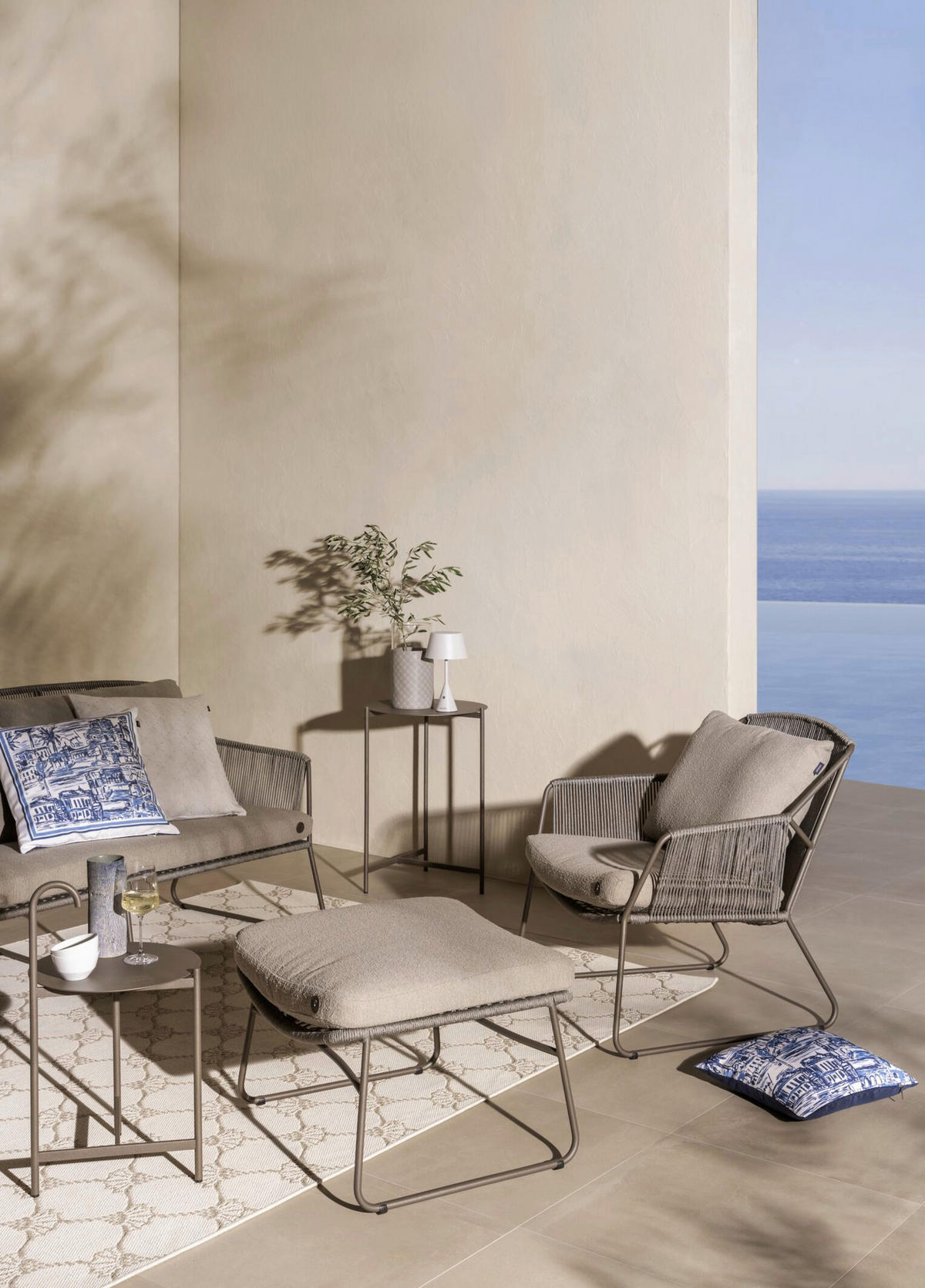 LOUNGEHOCKER  - Taupe/Schlammfarben, Basics, Textil/Metall (68/37/61cm) - Joop!