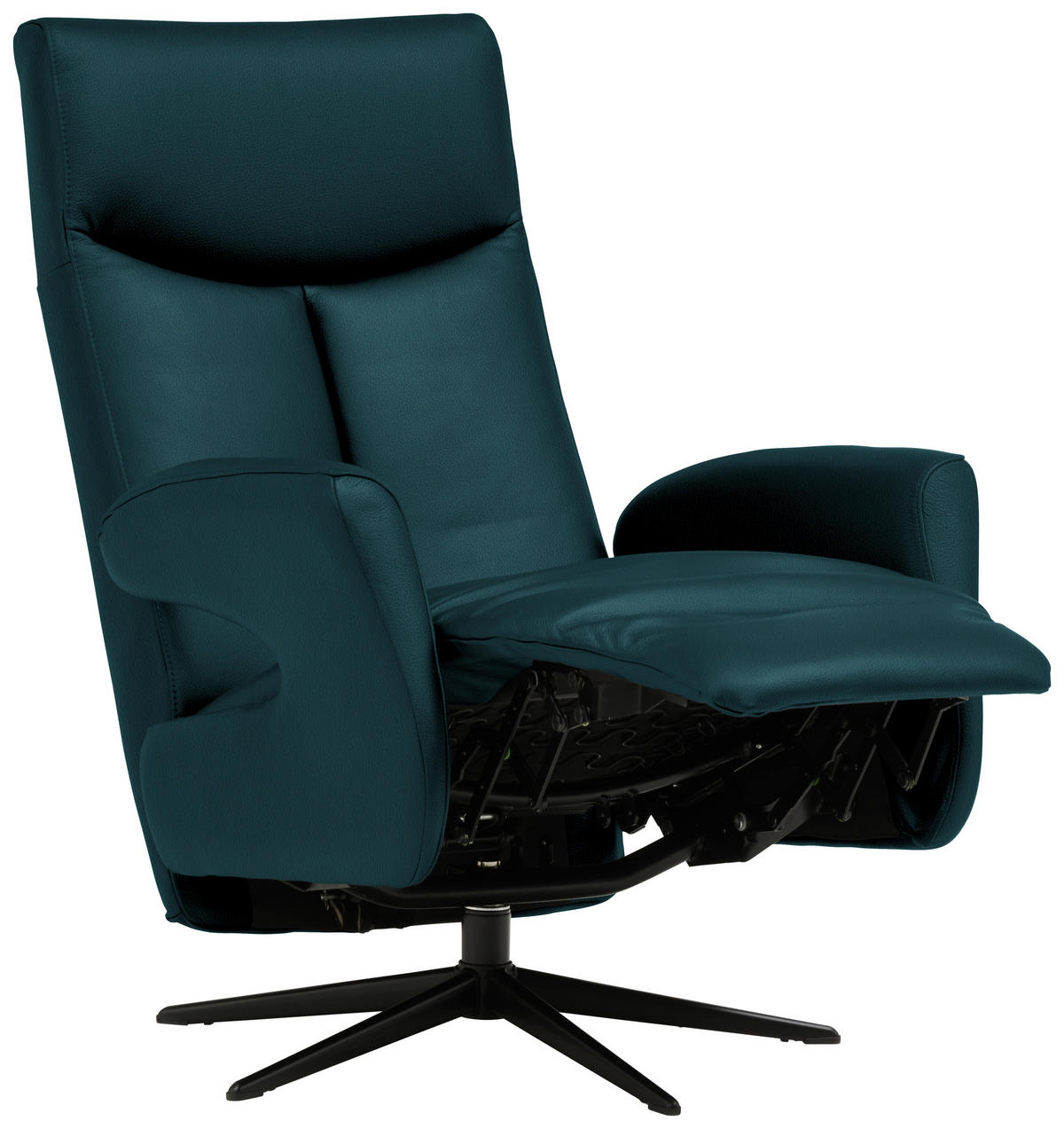 RELAXSESSEL in Leder Blau  - Blau/Schwarz, Design, Leder/Metall (74/105/82cm) - Welnova