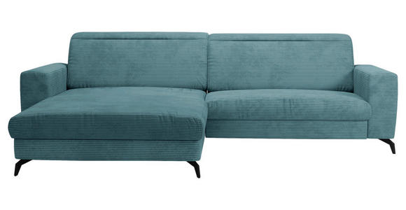 ECKSOFA inkl. Funktion Pastellblau Cord  - Pastellblau/Schwarz, KONVENTIONELL, Textil/Metall (178/290cm) - Cantus