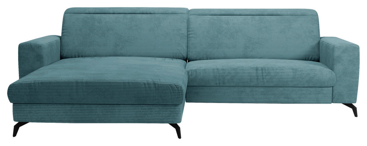 ECKSOFA in Cord Petrol  - Petrol/Schwarz, Konventionell, Textil/Metall (178/290cm) - Sit & More