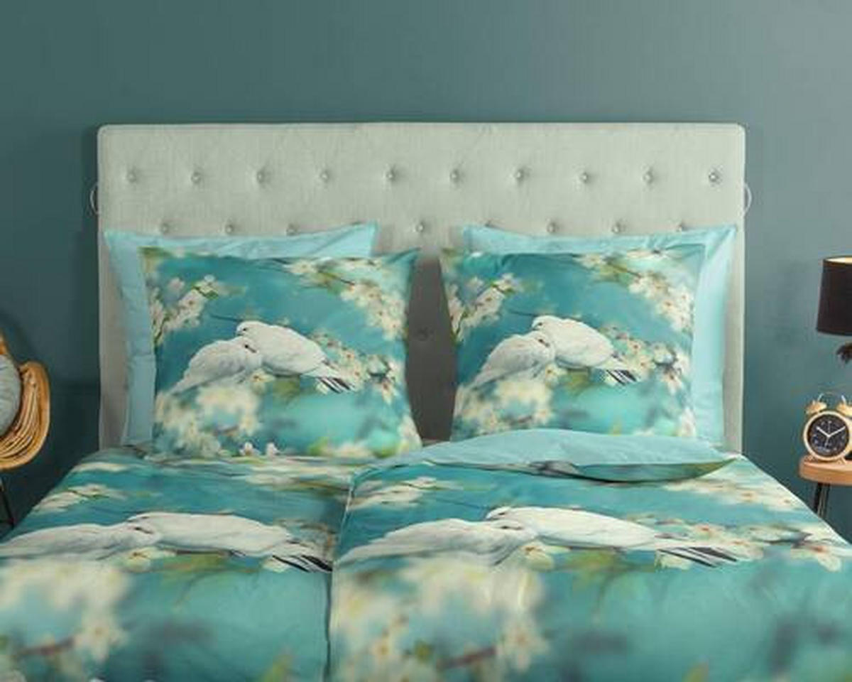 WENDEBETTWÄSCHE Loving Renforcé 155/220 cm  - Türkis/Grün, Natur, Textil (155/220cm)