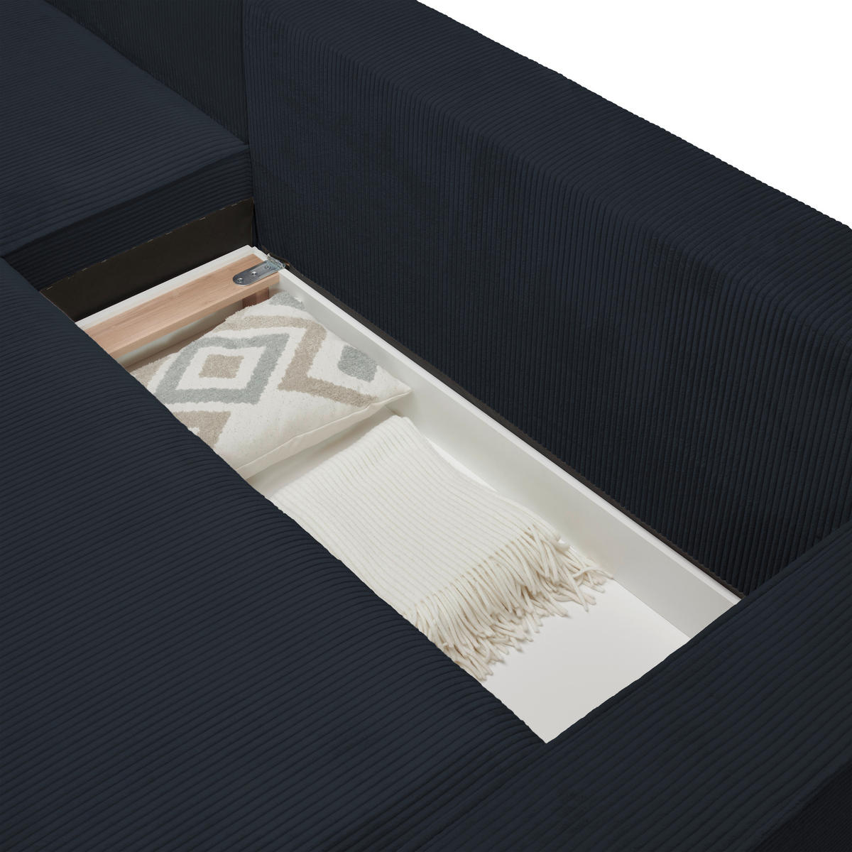 ECKSOFA in Cord, Webstoff Schwarz  - Schwarz, Modern, Holz/Textil (157/265cm) - Carryhome