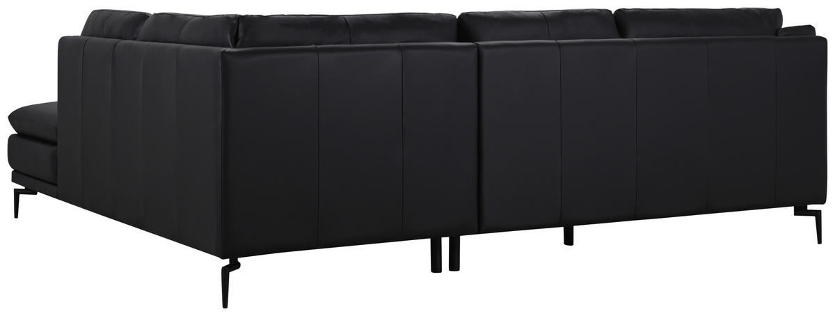 ECKSOFA Schwarz Echtleder  - Schwarz, Design, Leder (248/221cm) - MID.YOU