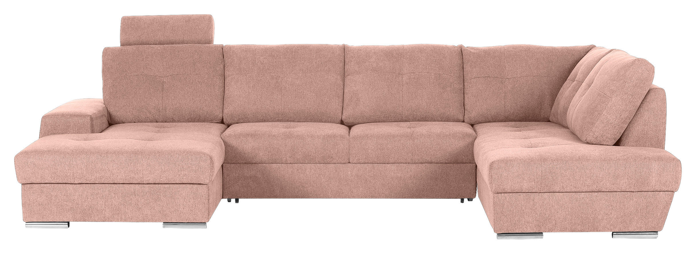 WOHNLANDSCHAFT in Flachgewebe Altrosa  - Chromfarben/Altrosa, KONVENTIONELL, Kunststoff/Textil (180/338/217cm) - Hom`in