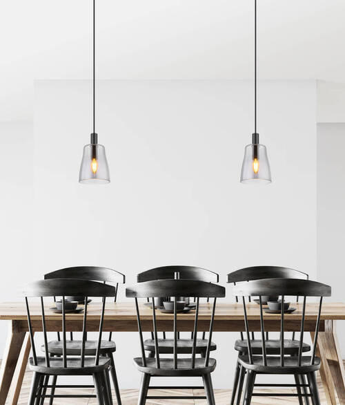 HÄNGLAMPA 14,5/120 cm  - svart, Design, metall/glas (14,5/120cm) - Globo