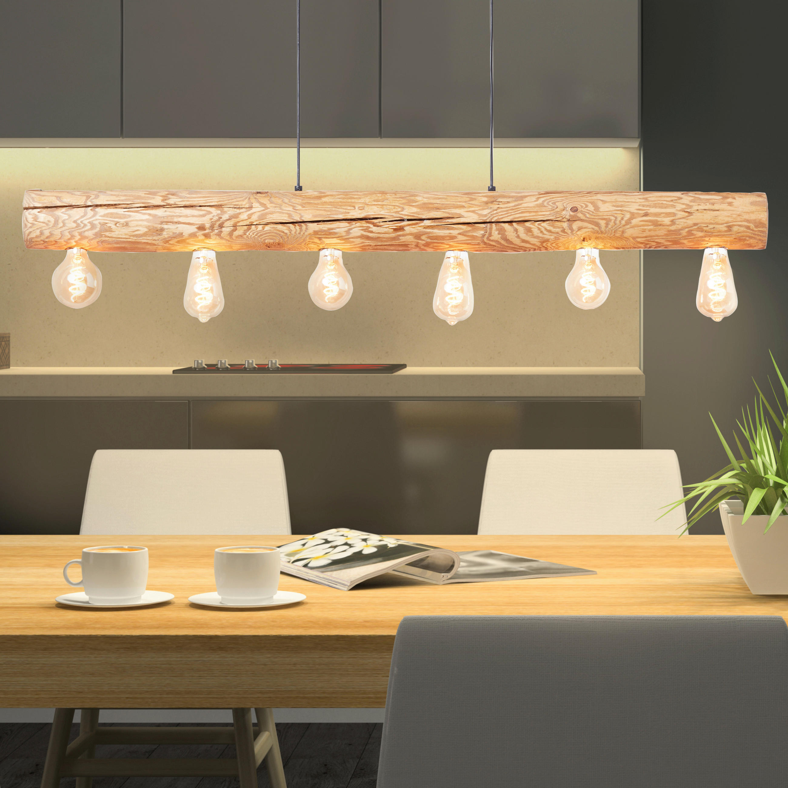 HÄNGELEUCHTE    - Kieferfarben, Natur, Holz/Metall (105/70/115cm) - Brilliant