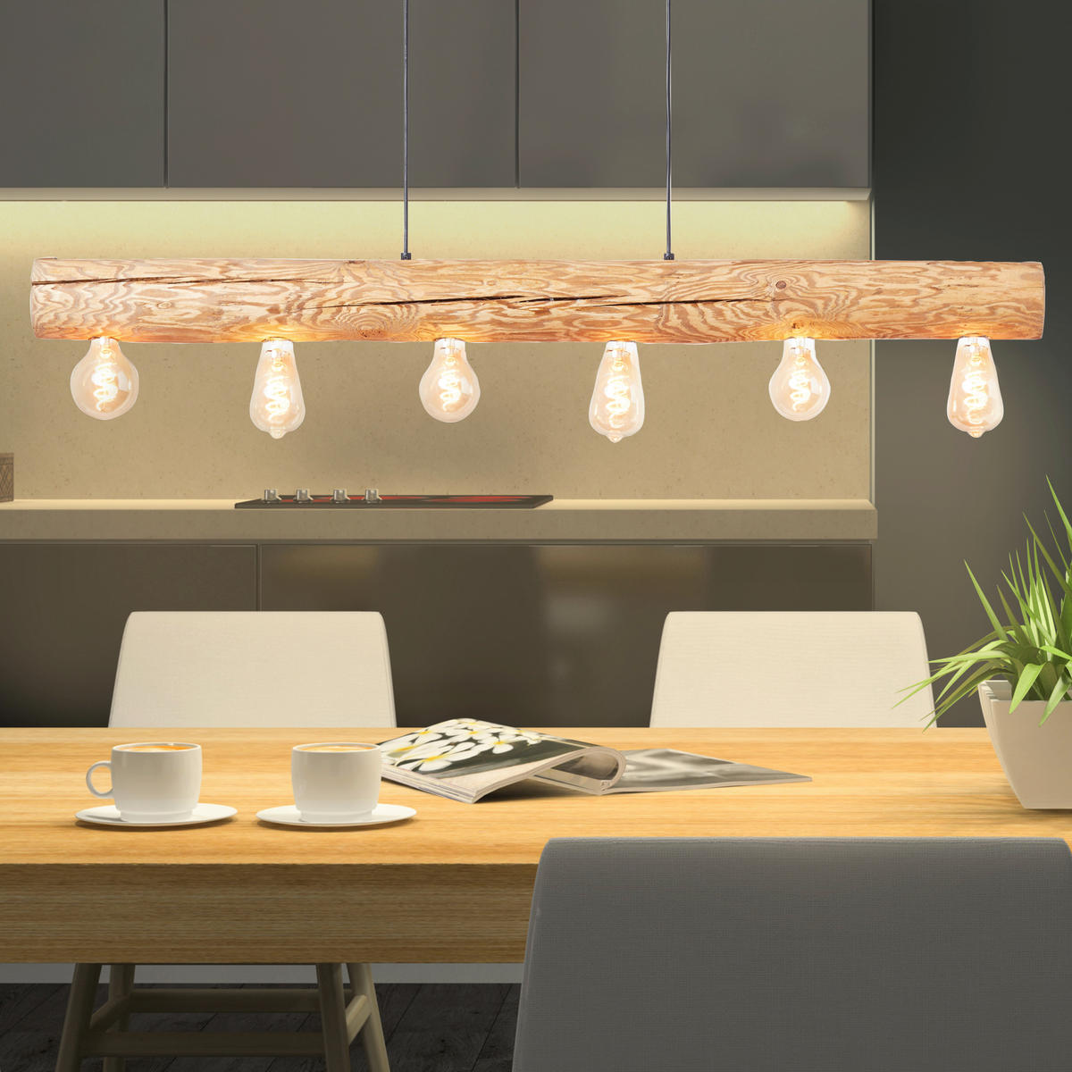 HÄNGELEUCHTE    - Kieferfarben, Natur, Holz/Metall (105/70/115cm) - Brilliant