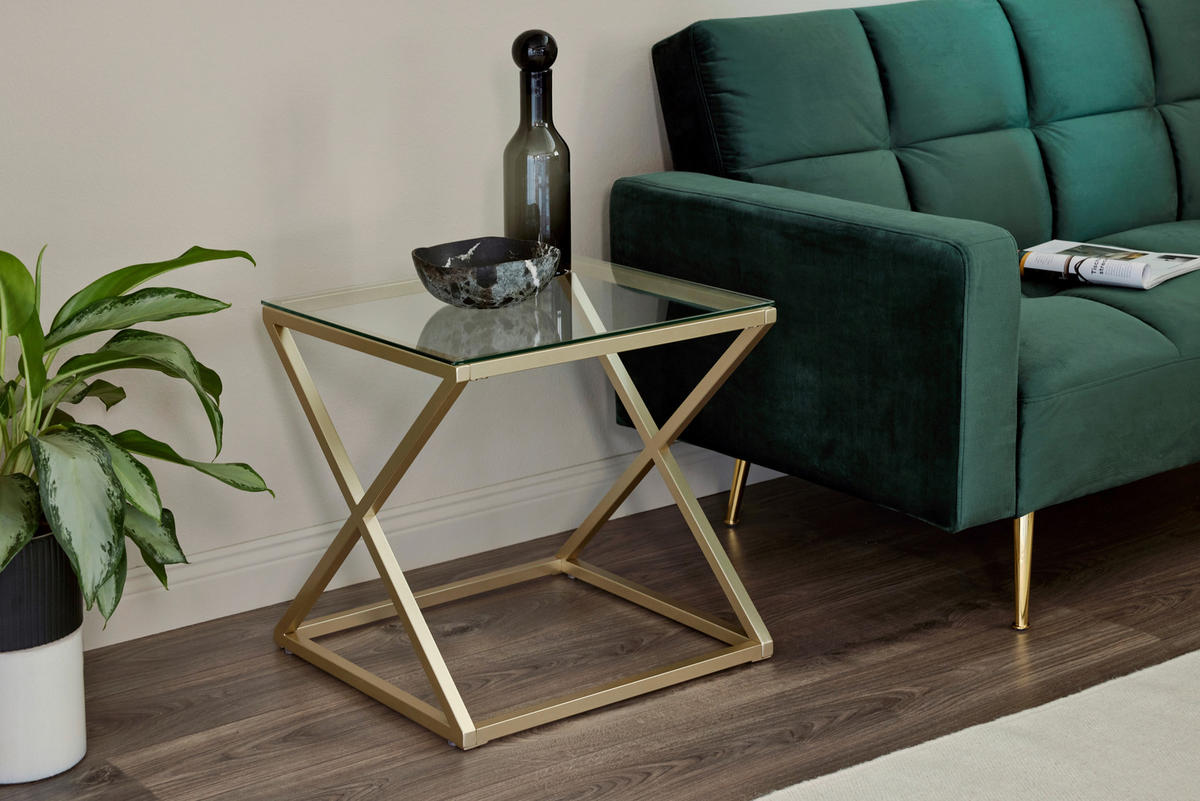 BEISTELLTISCH 50/50/50 cm Klar, Goldfarben  - Klar/Goldfarben, MODERN, Glas/Metall (50/50/50cm) - Livetastic