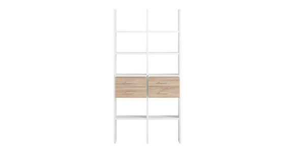 REGALKOMBINATION in Eichefarben, Weiß - Eichefarben/Alufarben, Design, Holzwerkstoff/Metall (108,4/217,4/35,1cm) - Cantus