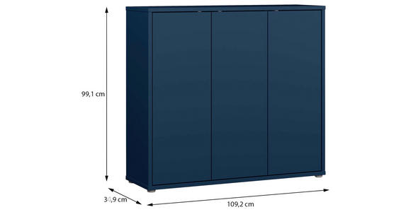 SCHUHSCHRANK  in 109,2/99,1/34,9 cm  - Dunkelblau/Grau, MODERN, Holzwerkstoff/Kunststoff (109,2/99,1/34,9cm) - Carryhome