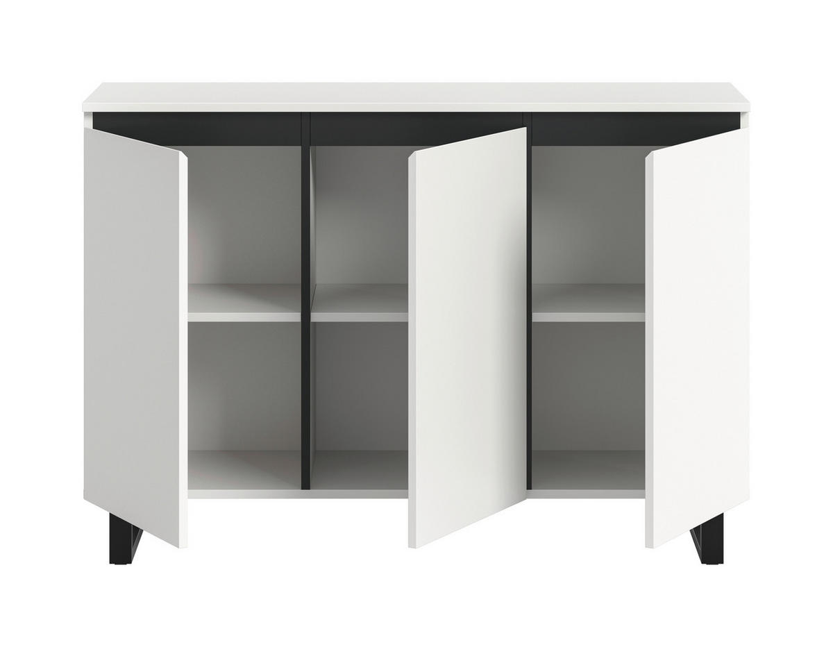 SIDEBOARD  120/84/36 cm  - Weiss/Schwarz, Design, Holzwerkstoff/Metall (120/84/36cm) - Livetastic