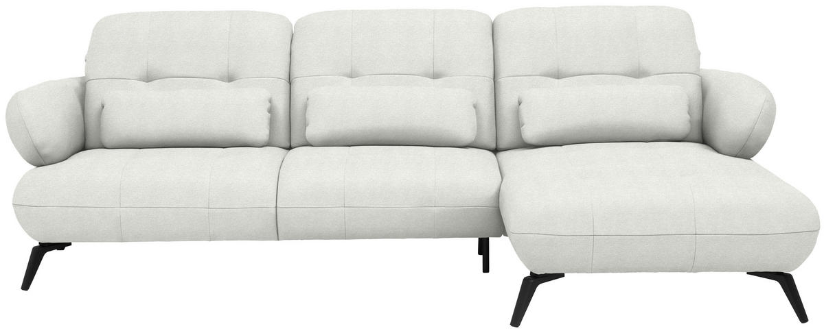 ECKSOFA Flachgewebe Grauweiss  - Schwarz/Grauweiss, Design, Textil/Metall (282/189cm) - Novel