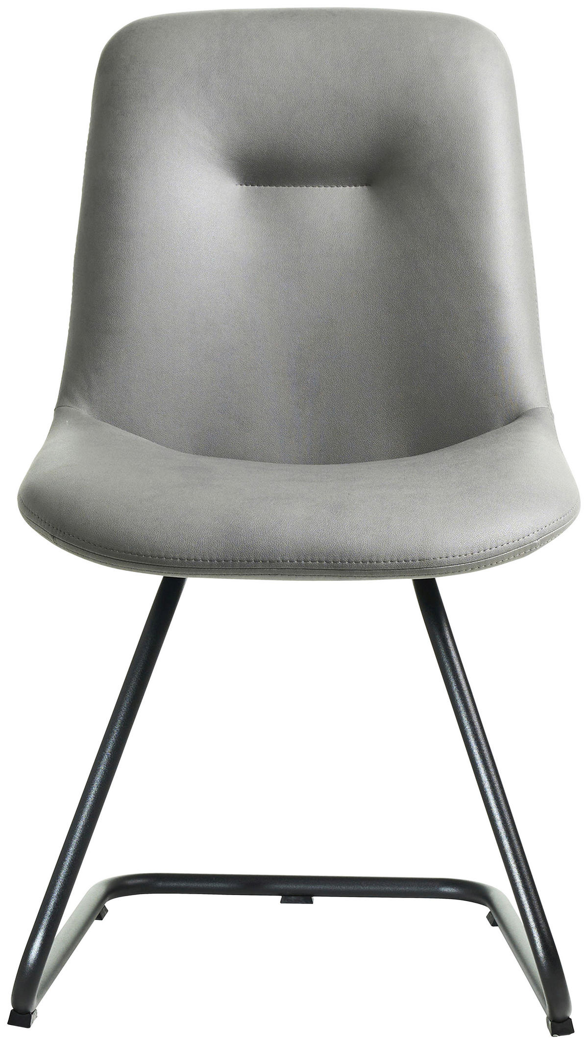 STUHL  in Edelstahl Lederlook Metall, Textil  - Hellgrau/Schwarz, Basics, Textil/Metall (51/89/61cm) - Celina Home