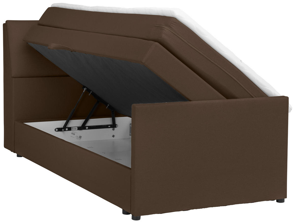 BOXSPRING-ÁGY 100/200 cm  barna  - barna/fekete, Modern, textil/fa (100/200cm) - MID.YOU