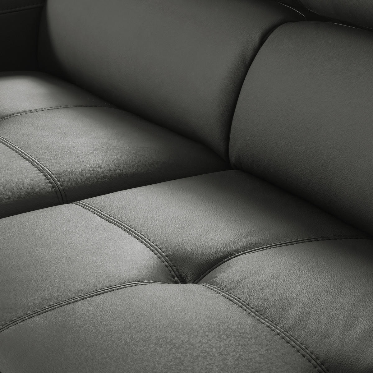 ECKSOFA  in Lederlook Echtleder Anthrazit  - Anthrazit/Schwarz, Design, Leder/Textil (173/247cm) - Livetastic