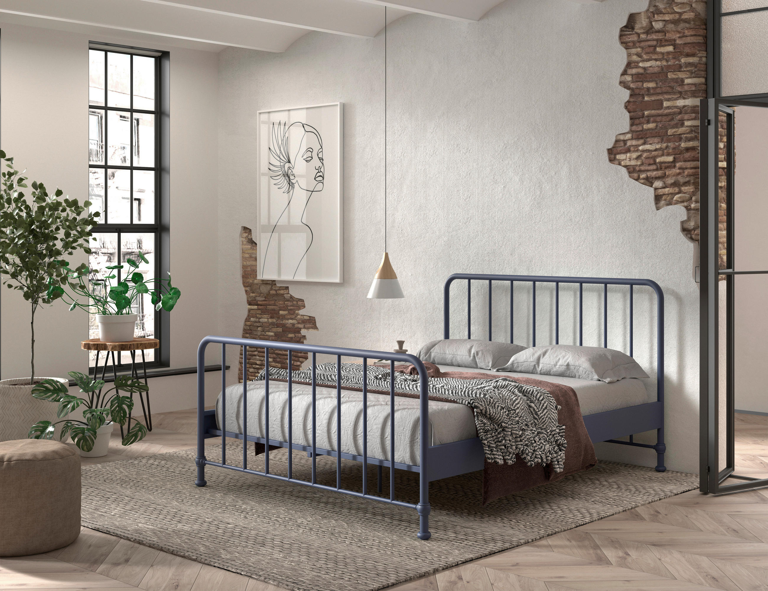 KINDER-/JUNIORBETT - Blau, ROMANTIK / LANDHAUS, Holz/Metall (160/200cm) - MID.YOU