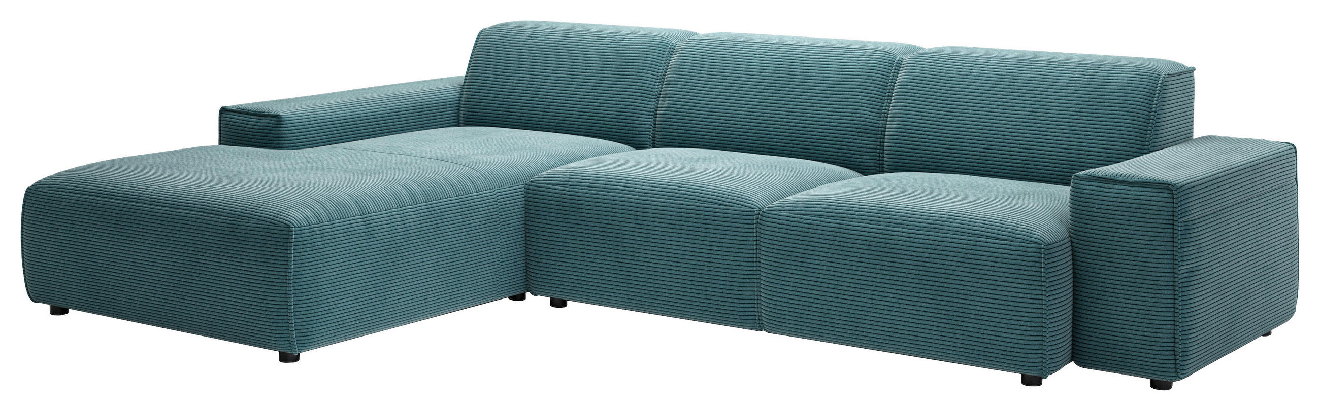 ECKSOFA in Cord Petrol  - Petrol/Schwarz, Design, Kunststoff/Textil (189/300cm) - Pure Home Lifestyle