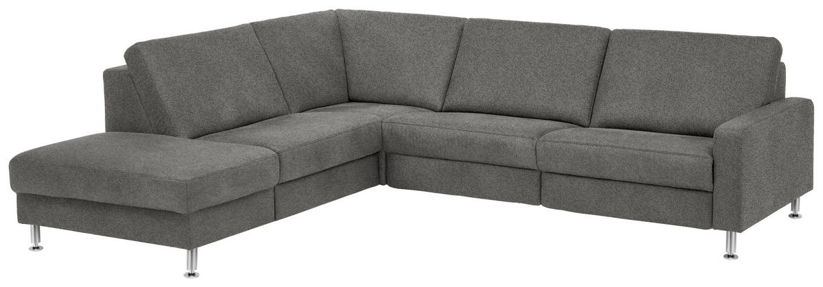 ECKSOFA in Mikrofaser Grau  - Alufarben/Grau, Design, Textil/Metall (242/275cm) - Dieter Knoll