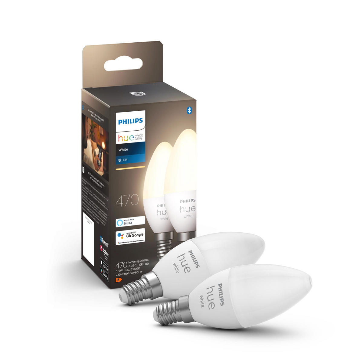 LED-LEUCHTMITTEL   E14 5,5 W 470 lm  - Weiß, Basics, Kunststoff (3,9/10,6cm) - Philips HUE