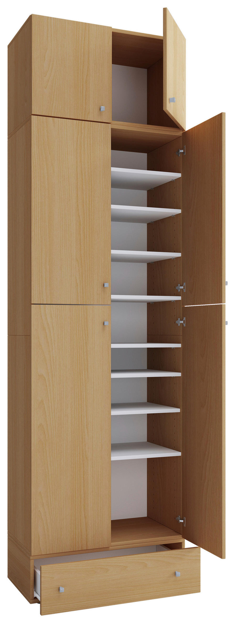 SKOSKÅP i 70/240/39 cm - bokfärgad/grå, Modern, trämaterial/plast (70/240/39cm) - MID.YOU