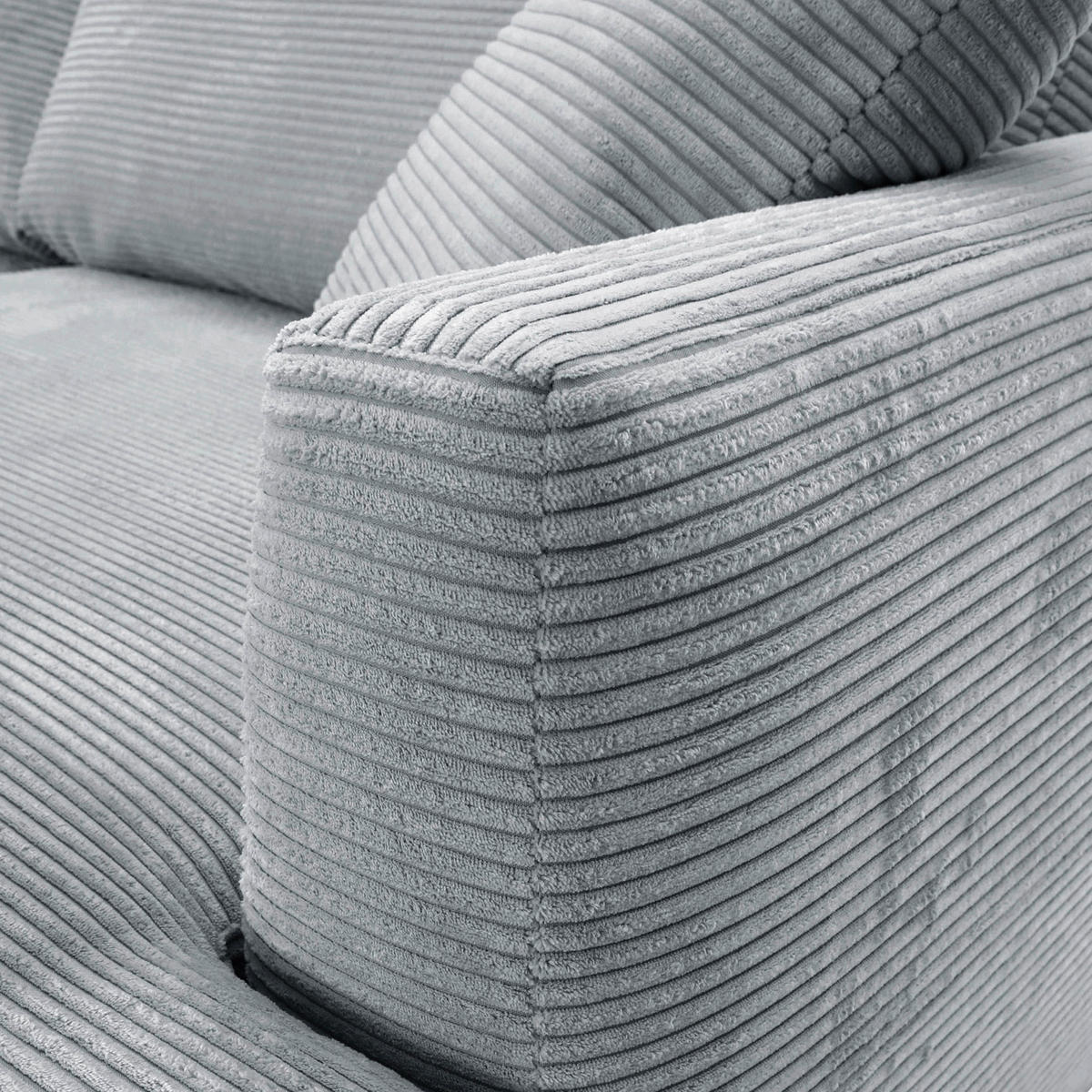 ECKSOFA Hellgrau Cord  - Hellgrau/Schwarz, KONVENTIONELL, Kunststoff/Textil (234/170cm) - Carryhome