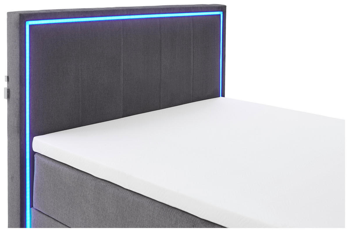BOXSPRINGBETT 140/200 cm  in Anthrazit  - Chromfarben/Anthrazit, Design, Kunststoff/Textil (140/200cm) - Boxxx