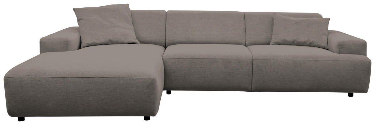 ECKSOFA 184/294 cm  in Flachgewebe Walnussfarben Rücken echt  184/294 cm  - Walnussfarben/Schwarz, KONVENTIONELL, Kunststoff/Textil (184/294cm) - Hom`in