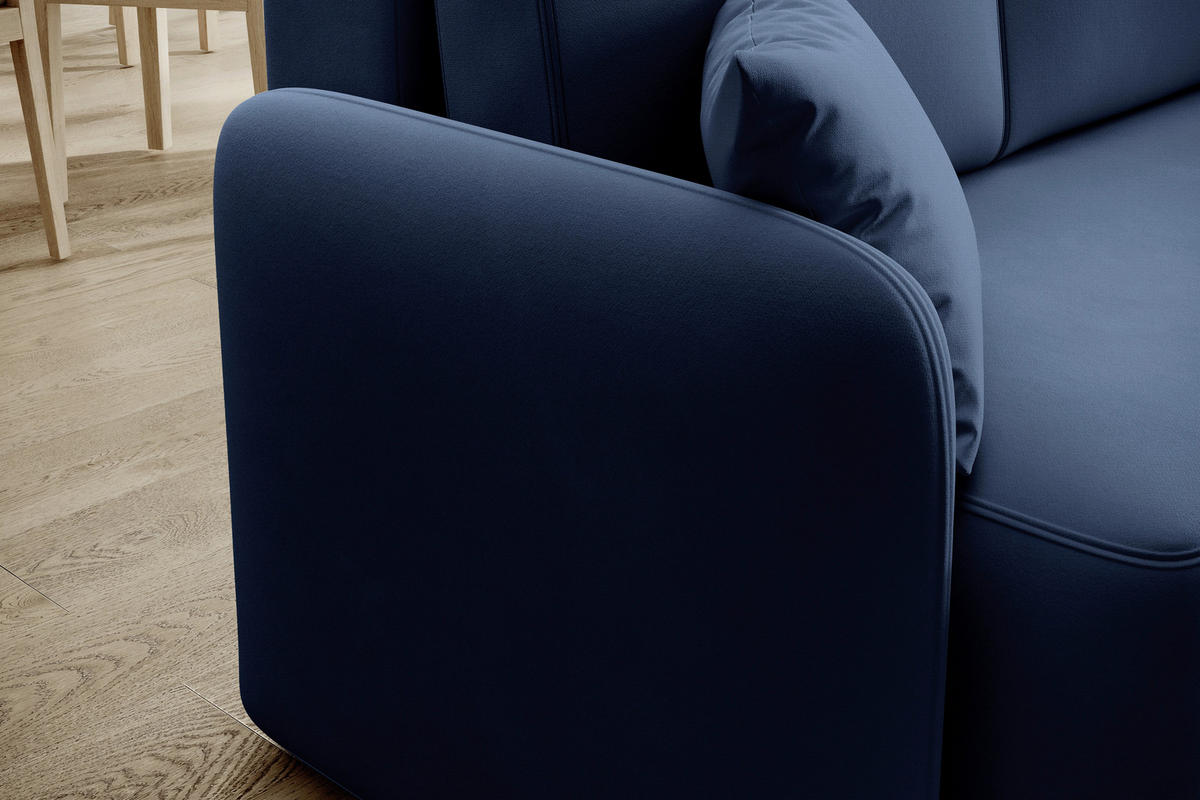 ECKSOFA  in Plüsch Blau  206/150 cm  - Blau/Schwarz, Design, Kunststoff/Textil (206/150cm) - P & B