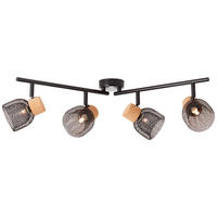DECKENLEUCHTE     - Schwarz, Natur, Holz/Metall (16,5/76,5/9cm) - Brilliant