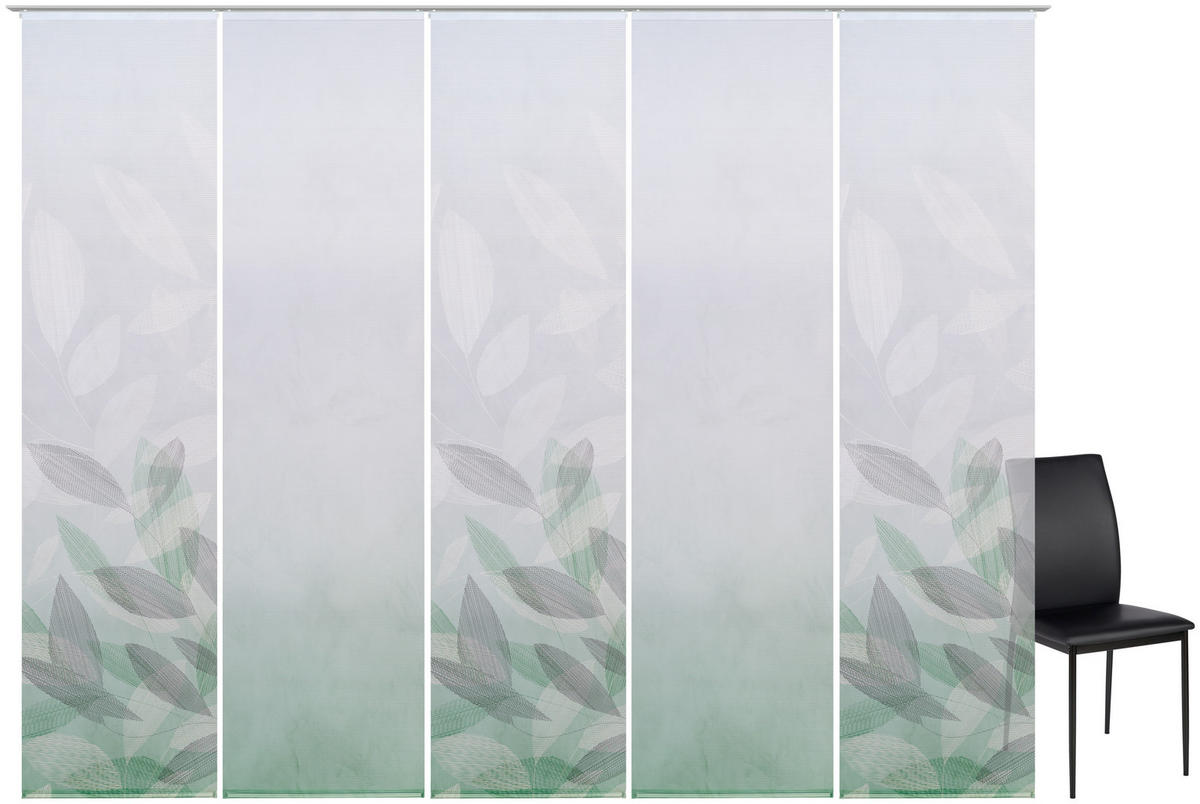 FLÄCHENVORHANG  5 Stück  halbtransparent   60/245 cm  - Grün, Natur, Textil (60/245cm) - Novel