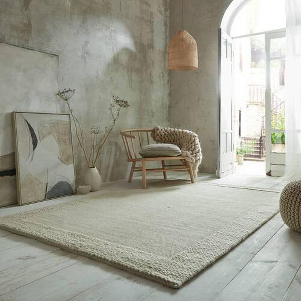 Thumbnail - Xora Wollteppich Rue Plait, Creme, Textil, Bordüre, rechteckig, 160x230 cm, Reach, AZO-frei, Handmade in India, für Fußb...