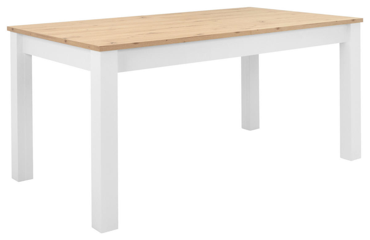 Masă din material pe bază de lemn, 160/90/75 cm,   - alb/culoare lemn stejar, Konventionell, material pe bază de lemn (160/90/75cm) - MID.YOU