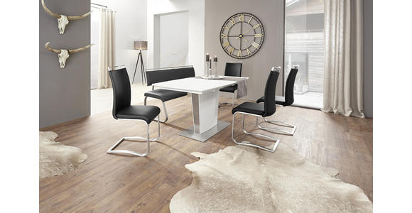 ESSTISCH in Metall, Glas, Holzwerkstoff 160-210/90/76 cm - Edelstahlfarben/Weiß, Design, Glas/Holzwerkstoff (160-210/90/76cm) - Novel