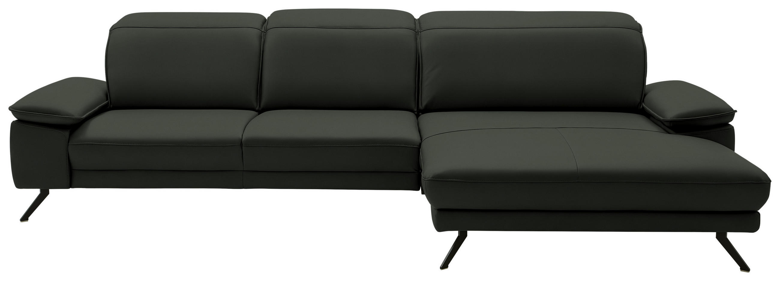 ECKSOFA in Echtleder Dunkelgrün  - Dunkelgrün/Schwarz, Design, Leder/Metall (332/193cm) - Dieter Knoll