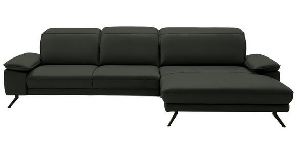 ECKSOFA in Echtleder Dunkelgrün 332/193 cm - Dunkelgrün/Schwarz, Design, Leder/Metall (332/193cm) - Dieter Knoll