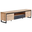 LOWBOARD in 188/48/40 cm - Eichefarben/Schwarz, Design, Holzwerkstoff/Metall (188/48/40cm) - Xora