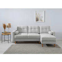 ECKSOFA in Hellgrau  - Buchefarben/Hellgrau, Design, Holz/Textil (223/157cm) - MID.YOU