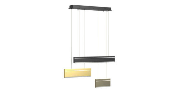 LED-HÄNGELEUCHTE 95/15/120 cm  - Goldfarben/Schwarz, Design, Kunststoff/Metall (95/15/120cm) - Dieter Knoll
